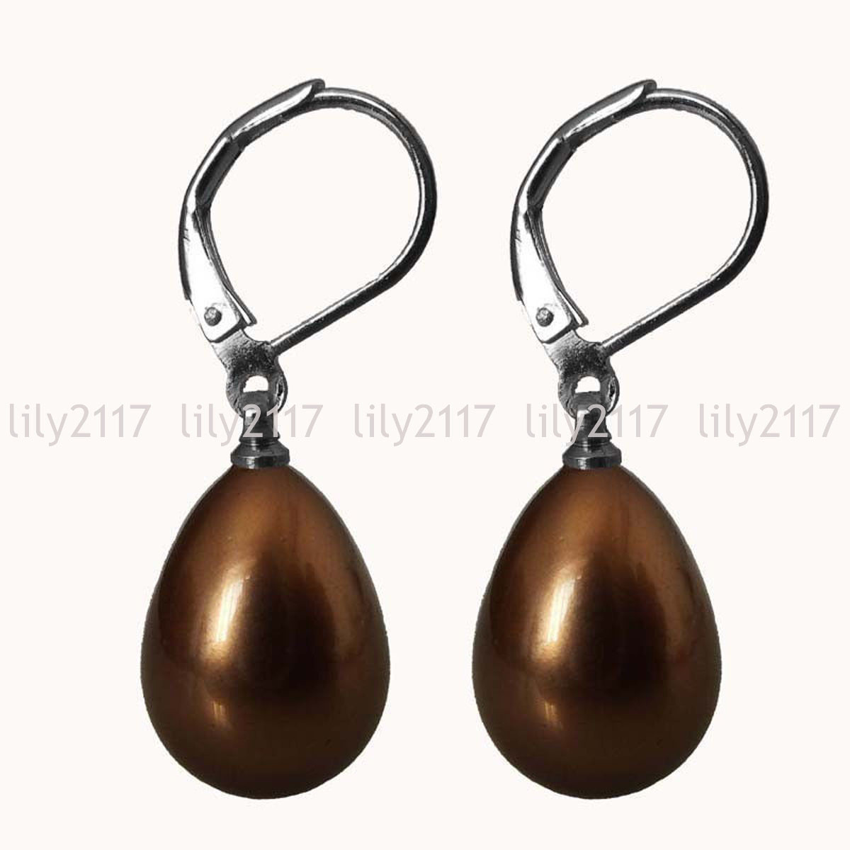 Pretty 12x16mm Real South Sea Shell Pearl Teardrop Leverback Dangle Earrings AAA