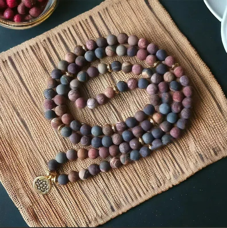 108 Mala Beads Gemstone Prayer Meditation Handmade Healing Bracelet Necklace