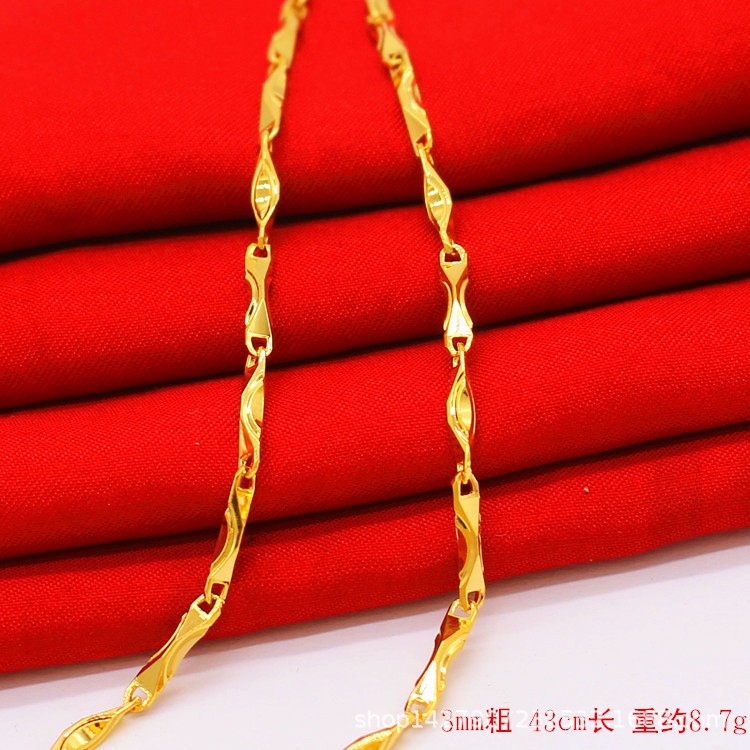 22K 23K 24K Thai Baht Yellow Gold minimalist necklace for men and women