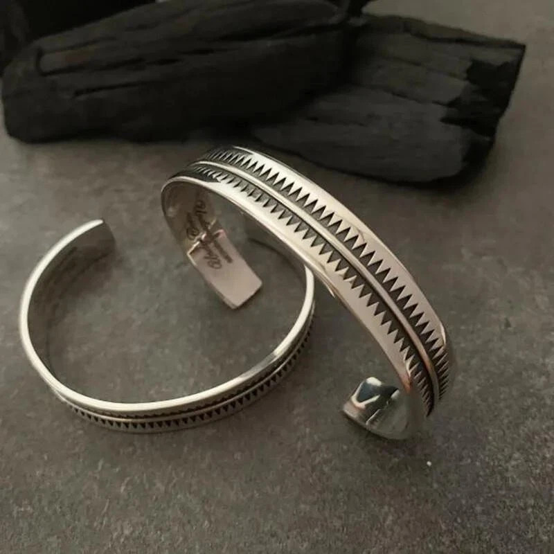 Men’s and Women’s Vintage Bracelet Bracelet Pure Silver Cuff Bracelet