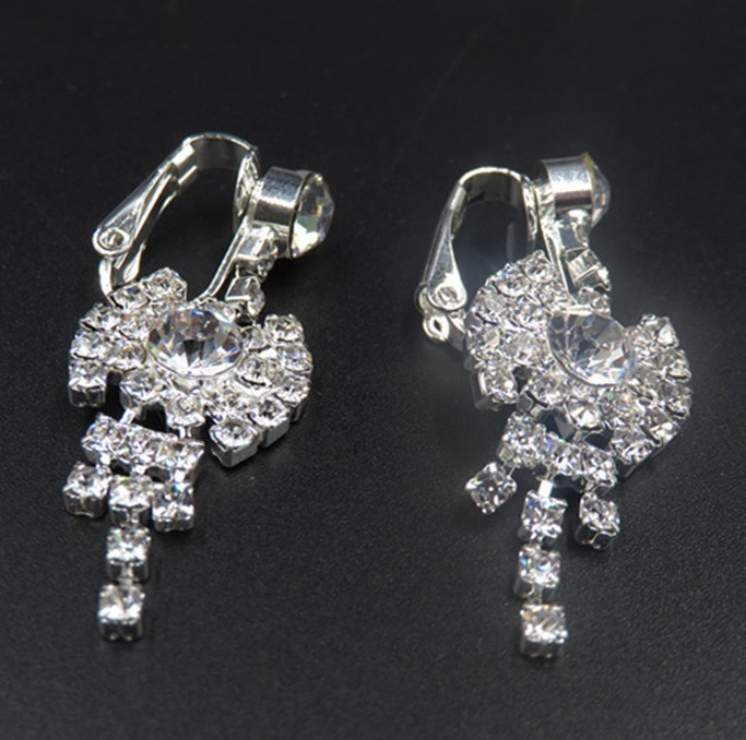 Bridal Wedding Rhinestone Crystal Pearl Necklace Stud Earrings Jewelry Set Party