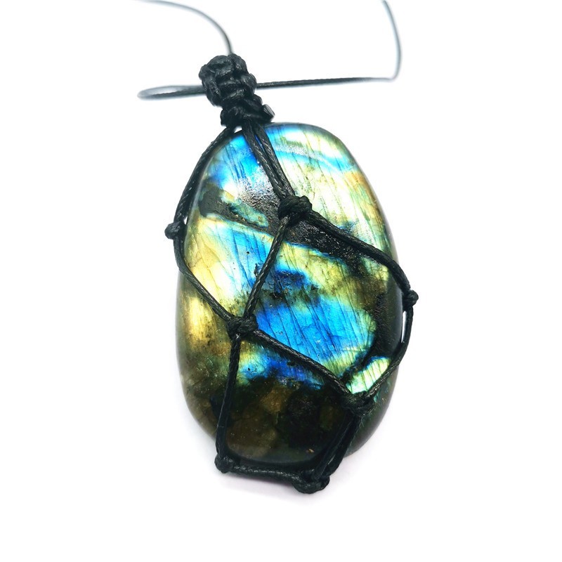 Natural Labradorite Crystal Pendant Necklace Raw Healing Stone Spiritual Jewelry