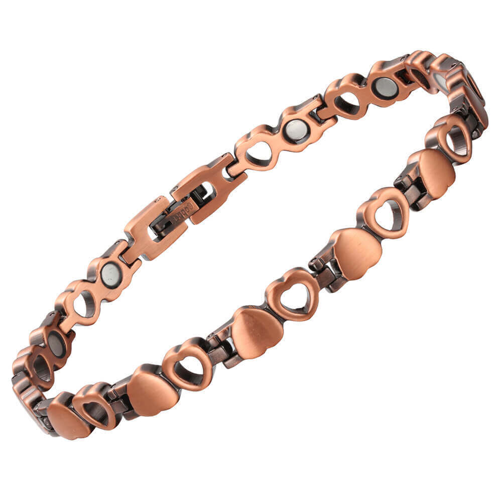 Heart Design Copper Magnetic Anklet Bracelet for Women Daily Wear,Parties