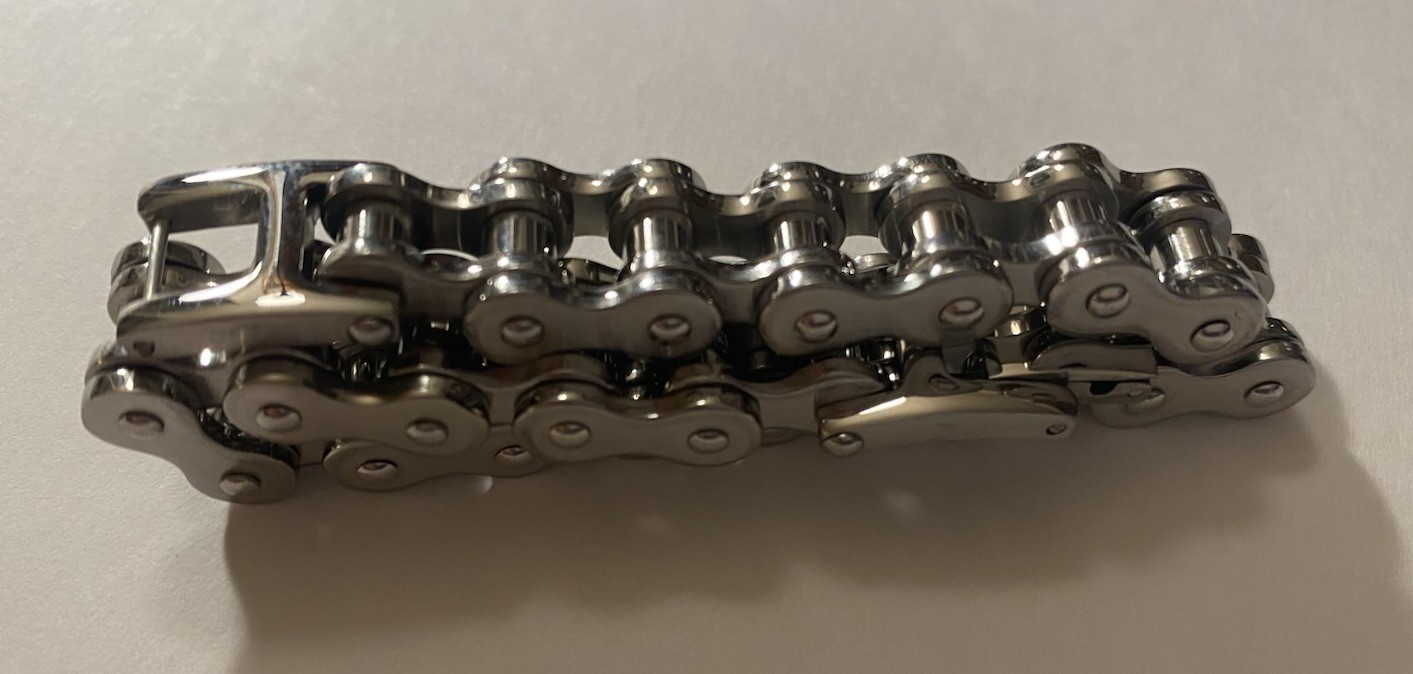Stainless Steel Heavy Bike Chain Link Bracelet by Adornia 8.5 in Long New