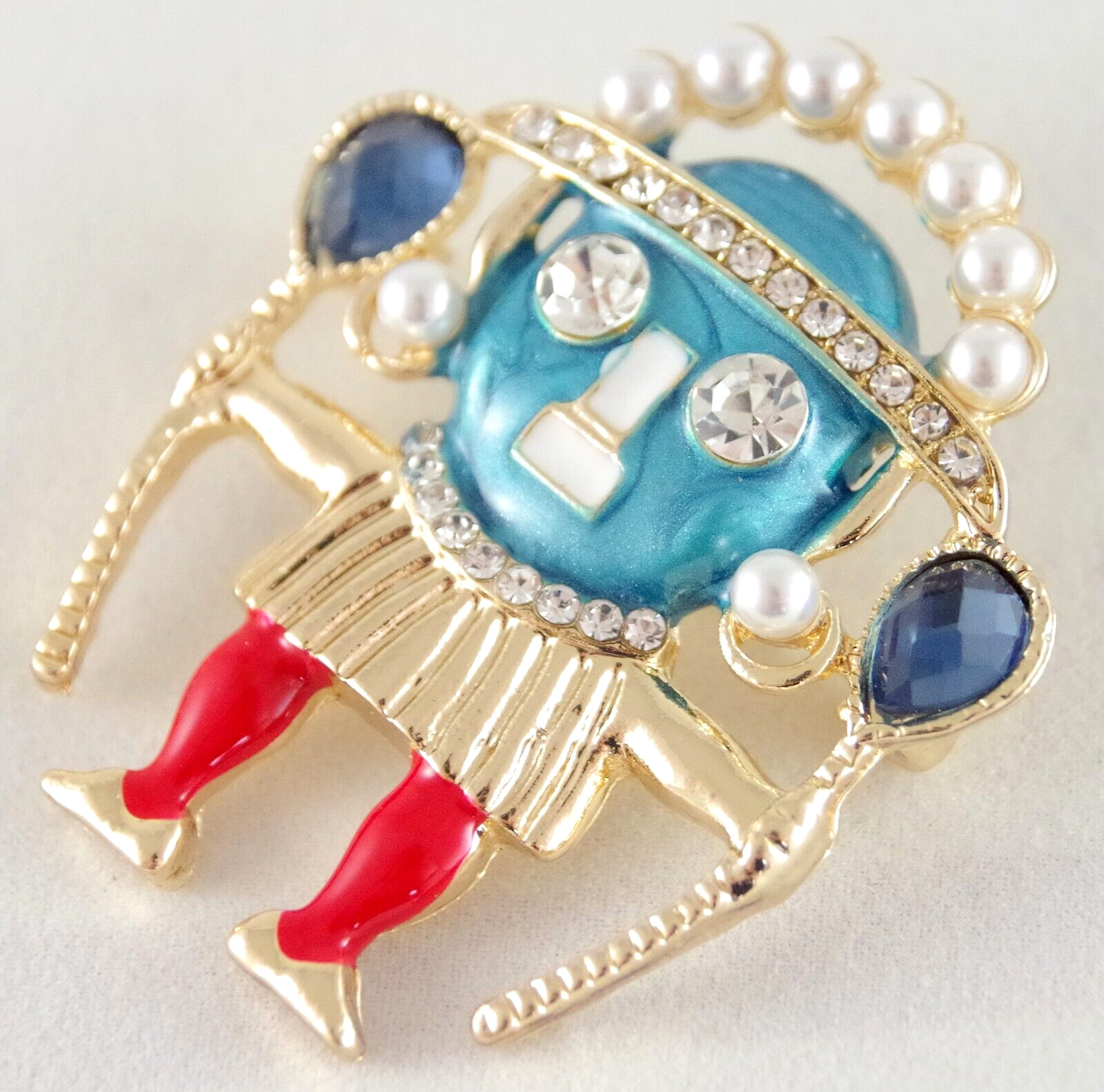 2″ NWOT UNSIGNED KENNETH JAY LANE INSPIRED WITCH DOCTOR WARRIOR BROOCH PIN