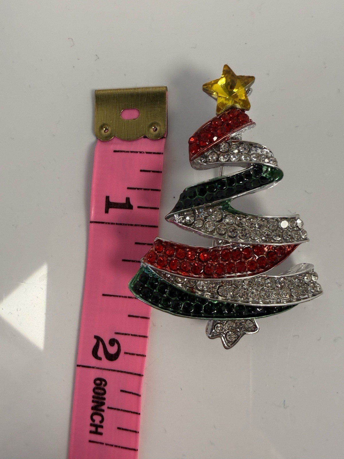 Sparkle And Shine Christmas Tree Brooch With Colorful Rhinestones