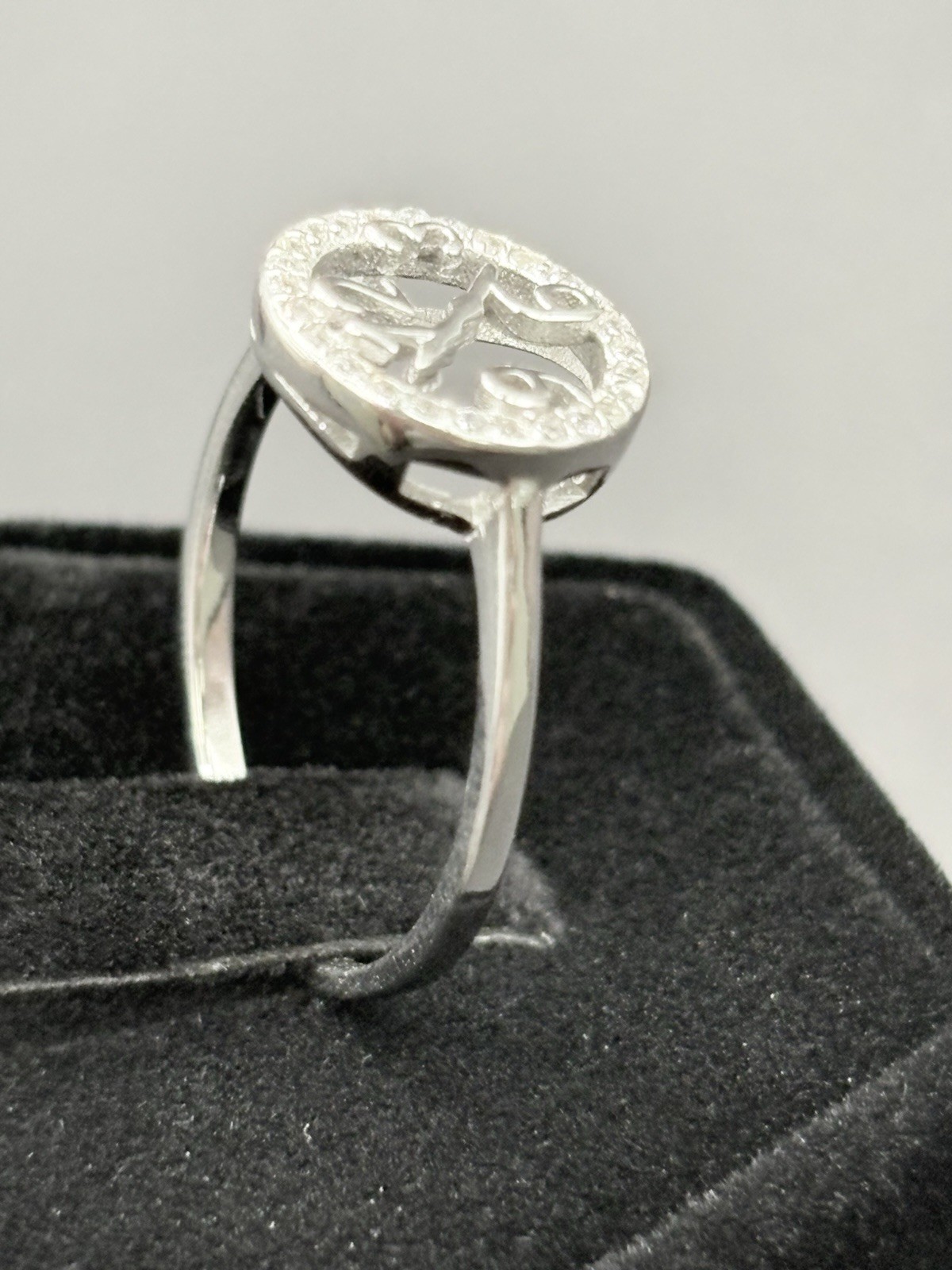 New Condition Cubic Zirconia Clock Face Ring 925 Size 7 F16