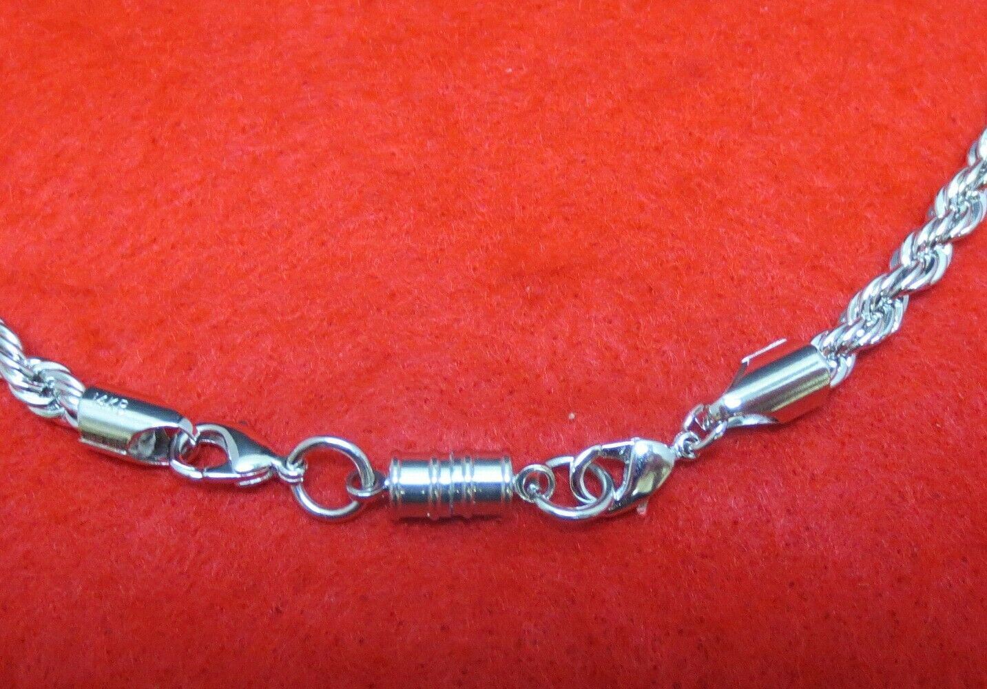 16″-30″ 14KT WHITE GOLD PLATED 3MM ROPE FRENCH STYLE NECKLACE W/ MAGNETIC CLASP