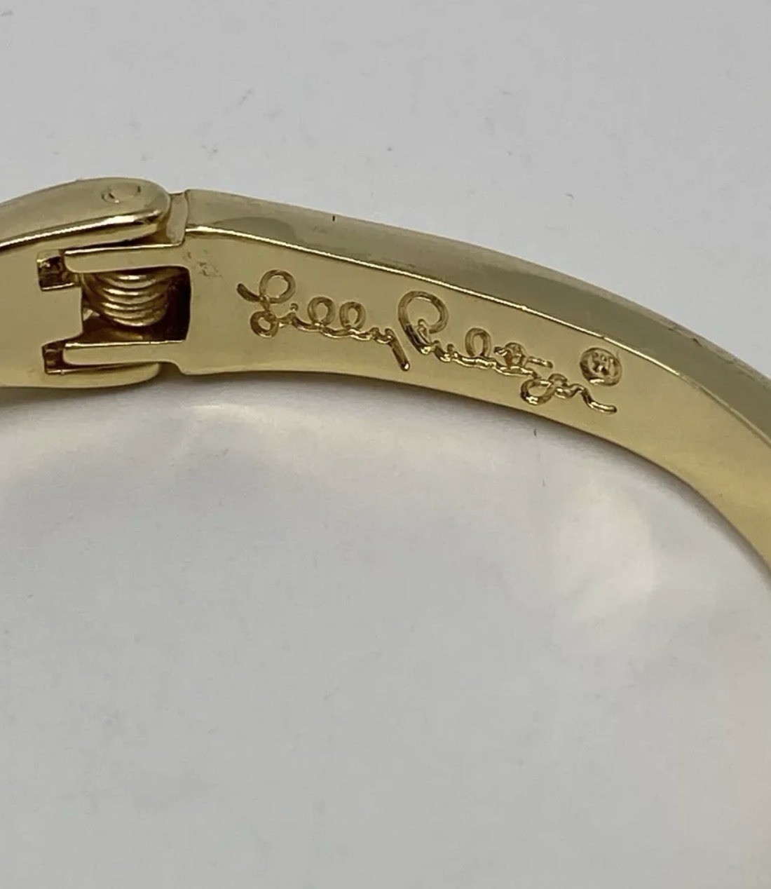 Lilly Pulitzer Signed Gold & Black Enamel Cheetah Hinged Cuff Bracelet set