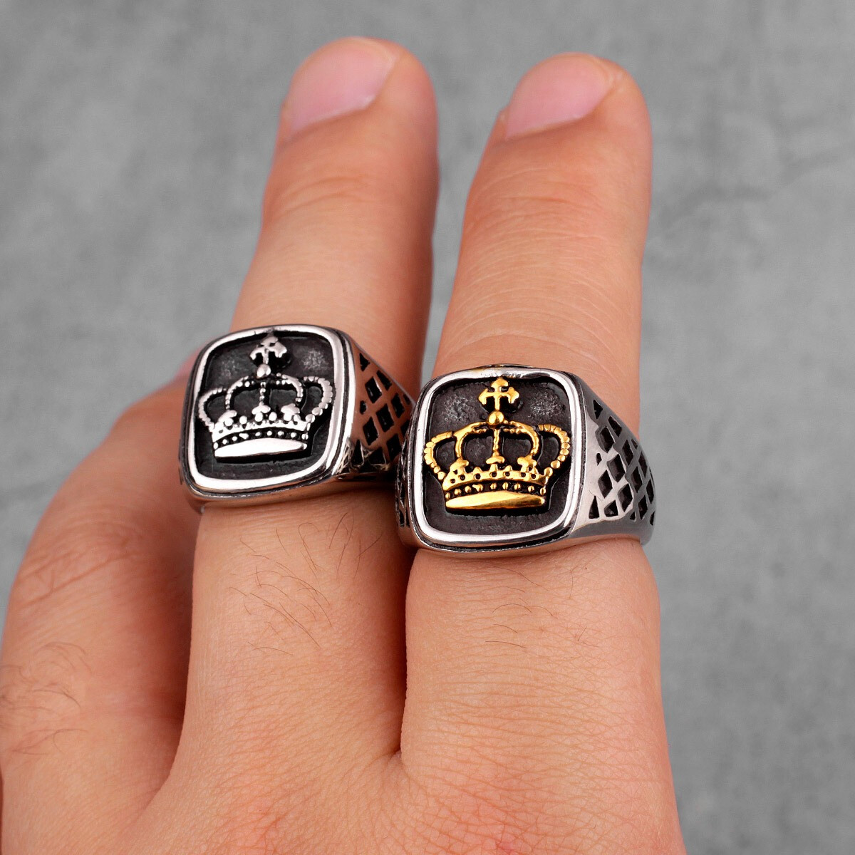 Crown Gold Silver Color Men Kings Rings Punk Hip Hop Trendy Cool Boyfriend Male