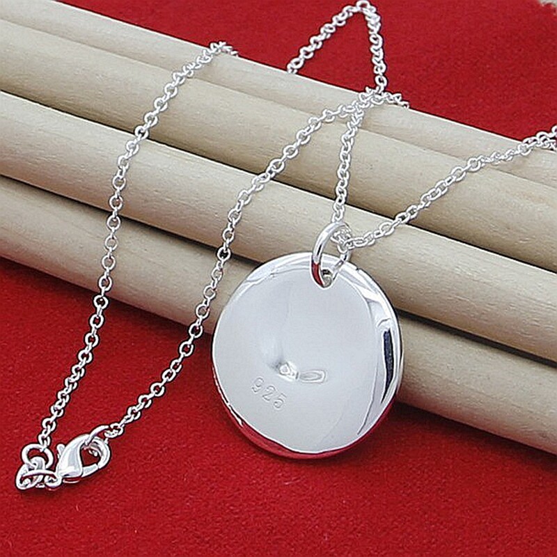 Fashion Jewelry Elegant 925 Sterling Silver Bump Round Pendant Necklace Chain