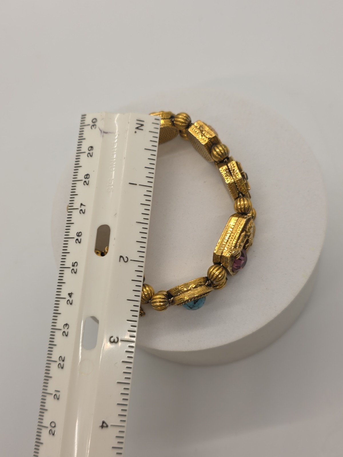 Vtg Lot Goldette Gold Tone Victorian Revival Two 8″ Bracelets & Clip-on Earrings