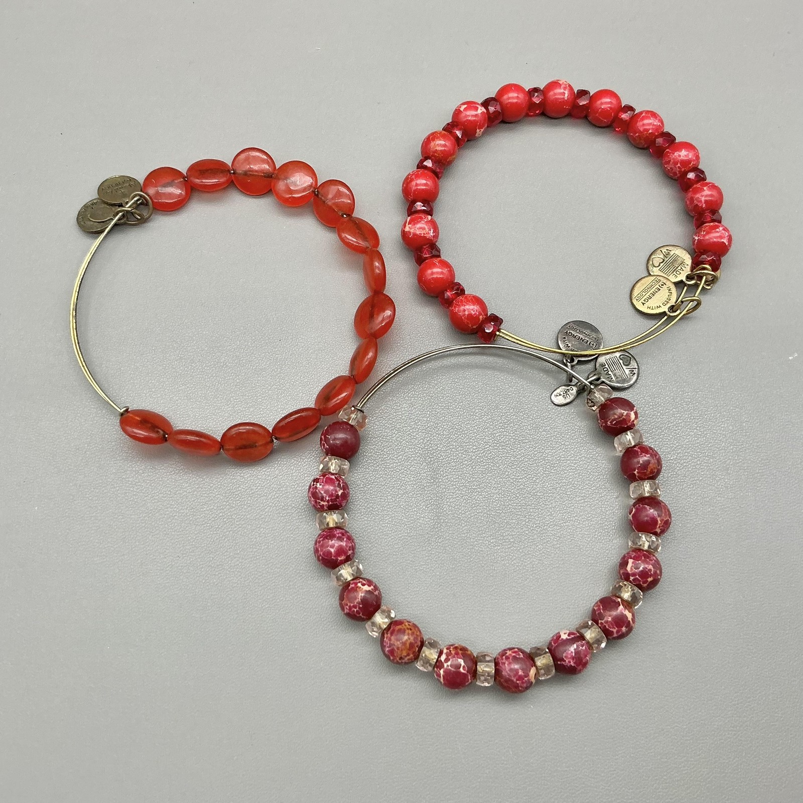 Alex And Ani Bracelet Set Beaded Slide Bangle Multicolor Glass 7″ Boho