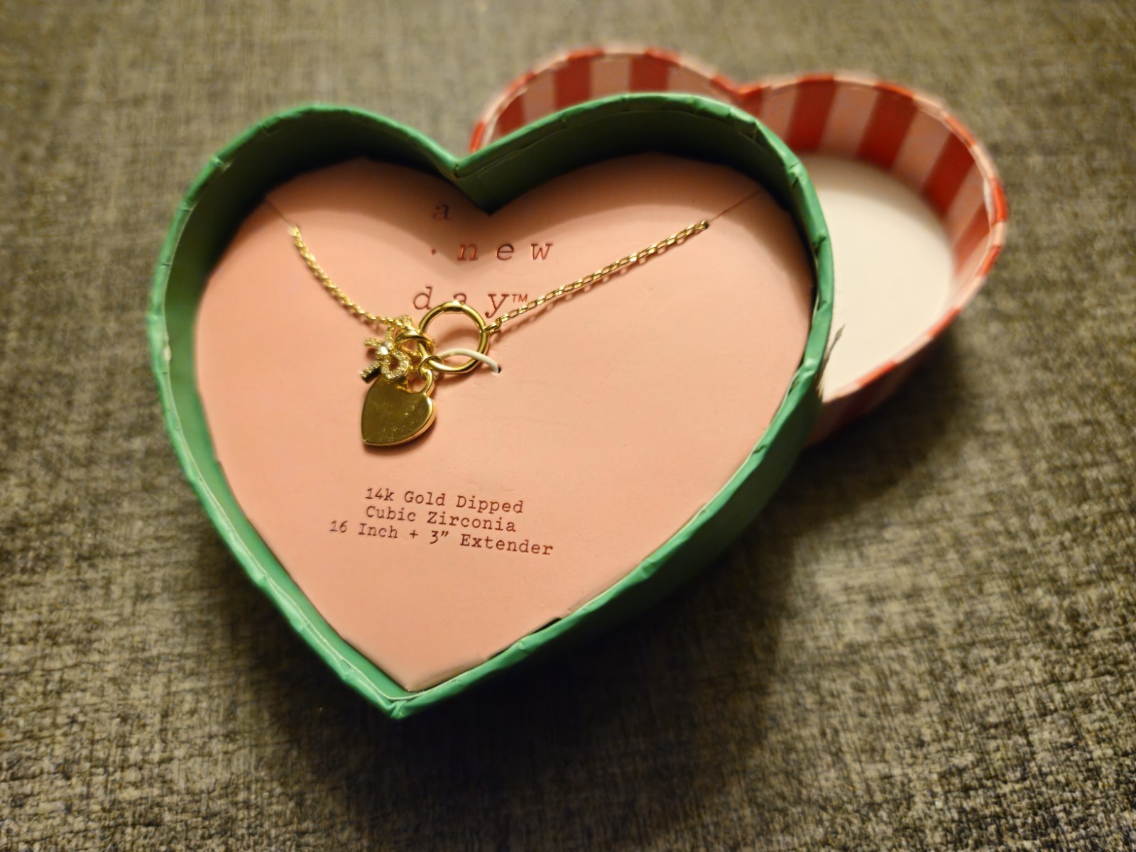 14K Gold Dipped Heart and Bow Pendant Necklace – A New Day