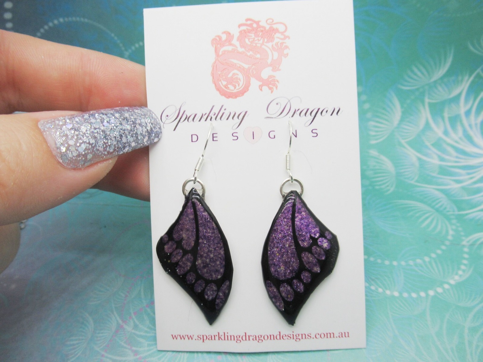 Butterfly Earrings Purple and Black – Fairy Jewellery, Fun Gift for her Fairy