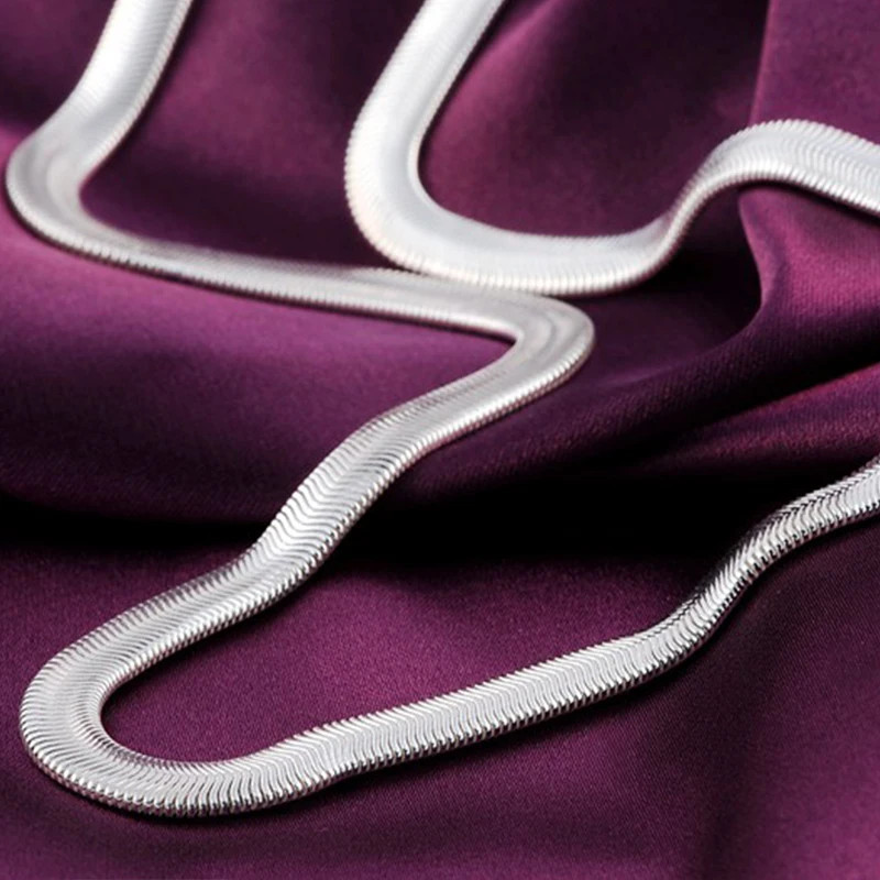 DOTEFFIL 925 Sterling Silver 16/18/20/22/24 Inch 6mm Flat Snake Chain