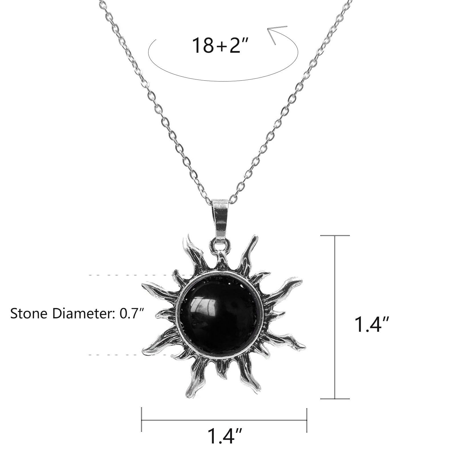 Obsidian Necklace, Natural Gemstone Sun Necklace for Women, Black Obsidian Ne…