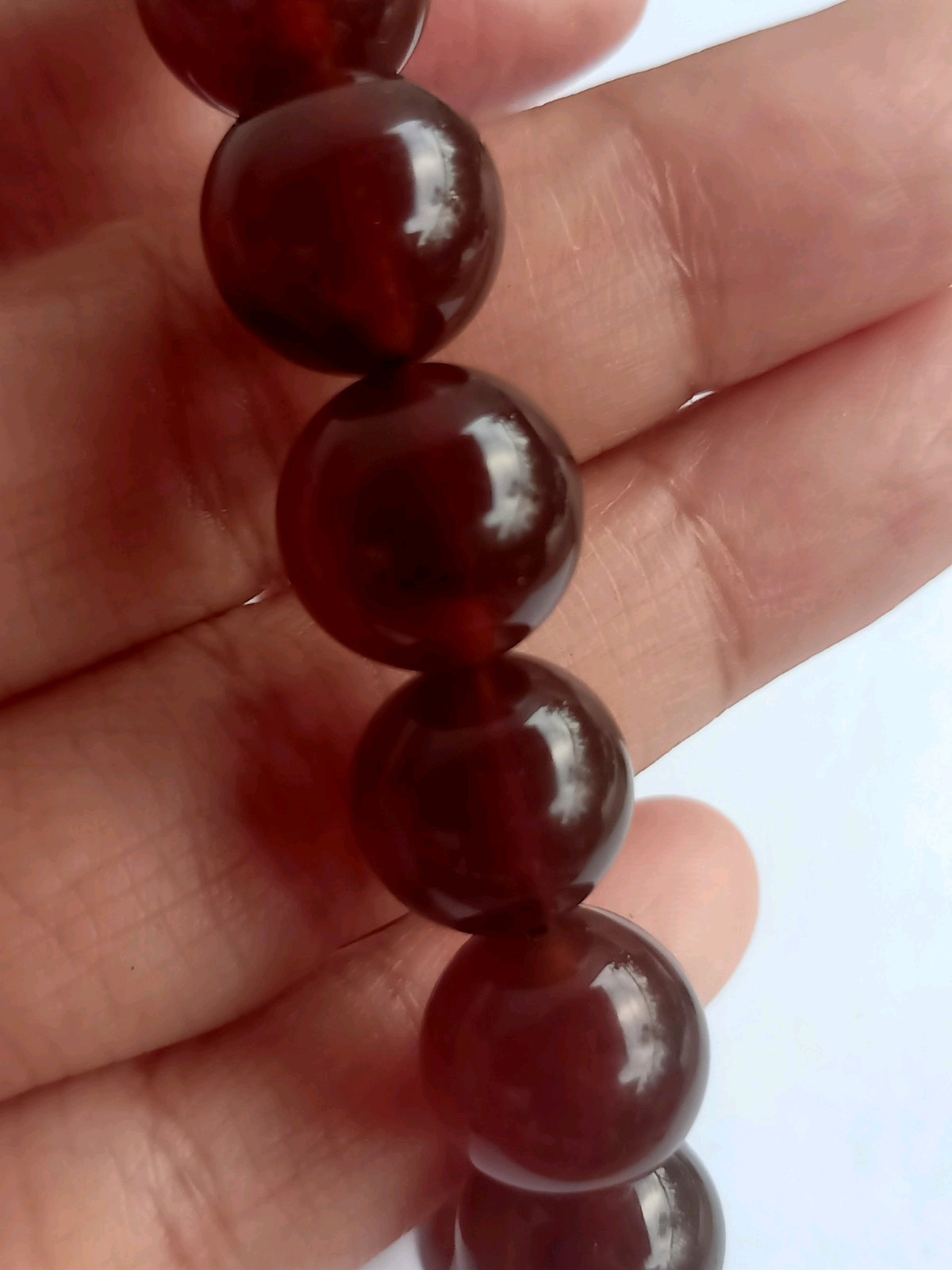 12mm Natural No Treatment Red Amber Round Beads Bracelet