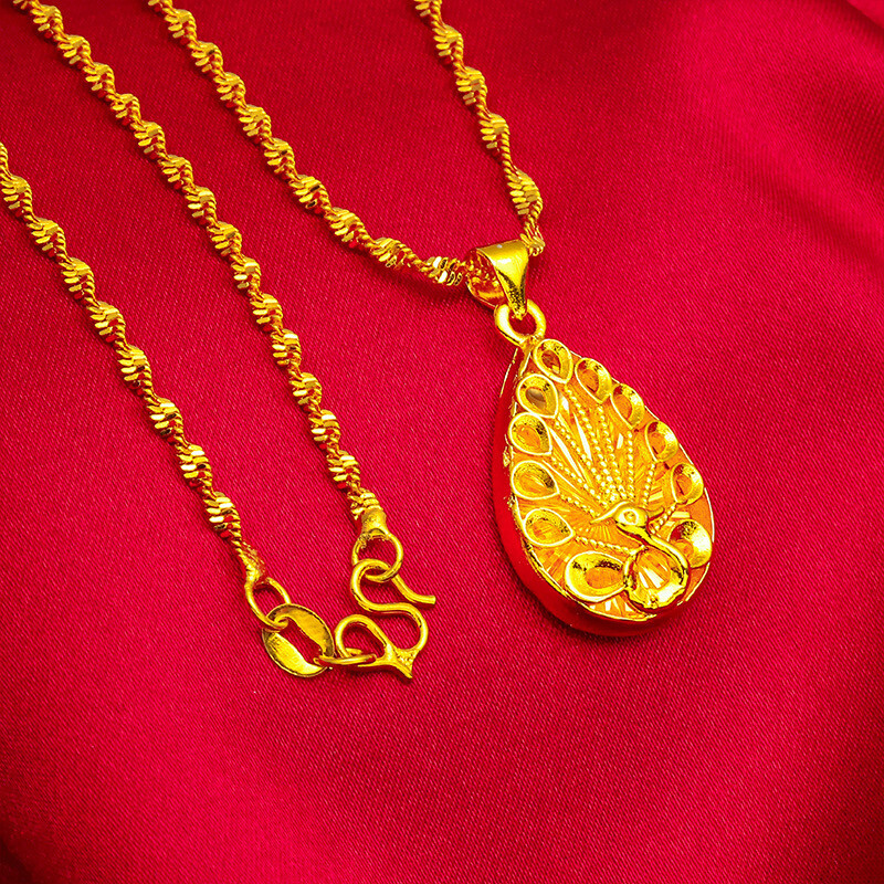 Peacock Pendant 22K 23K 24K THAI BAHT YELLOW GOLD GP Necklace