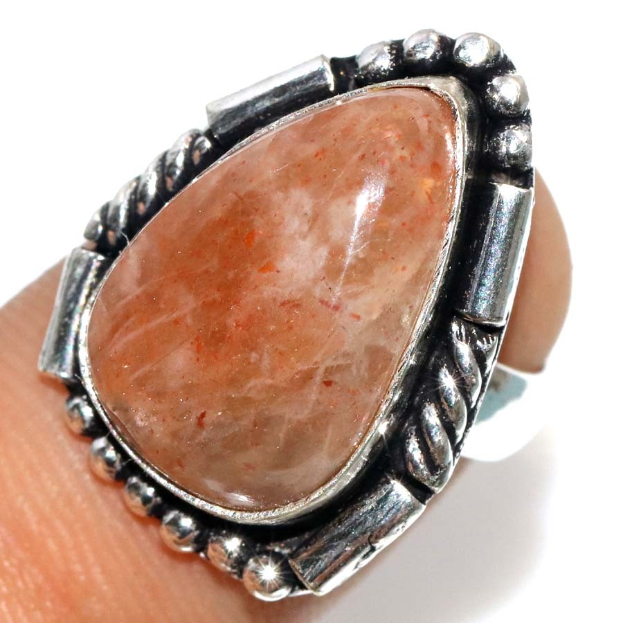 Sunstone 925 Silver Plated Ring US 5 Everyday Glam Jewelry Most Beautiful JW