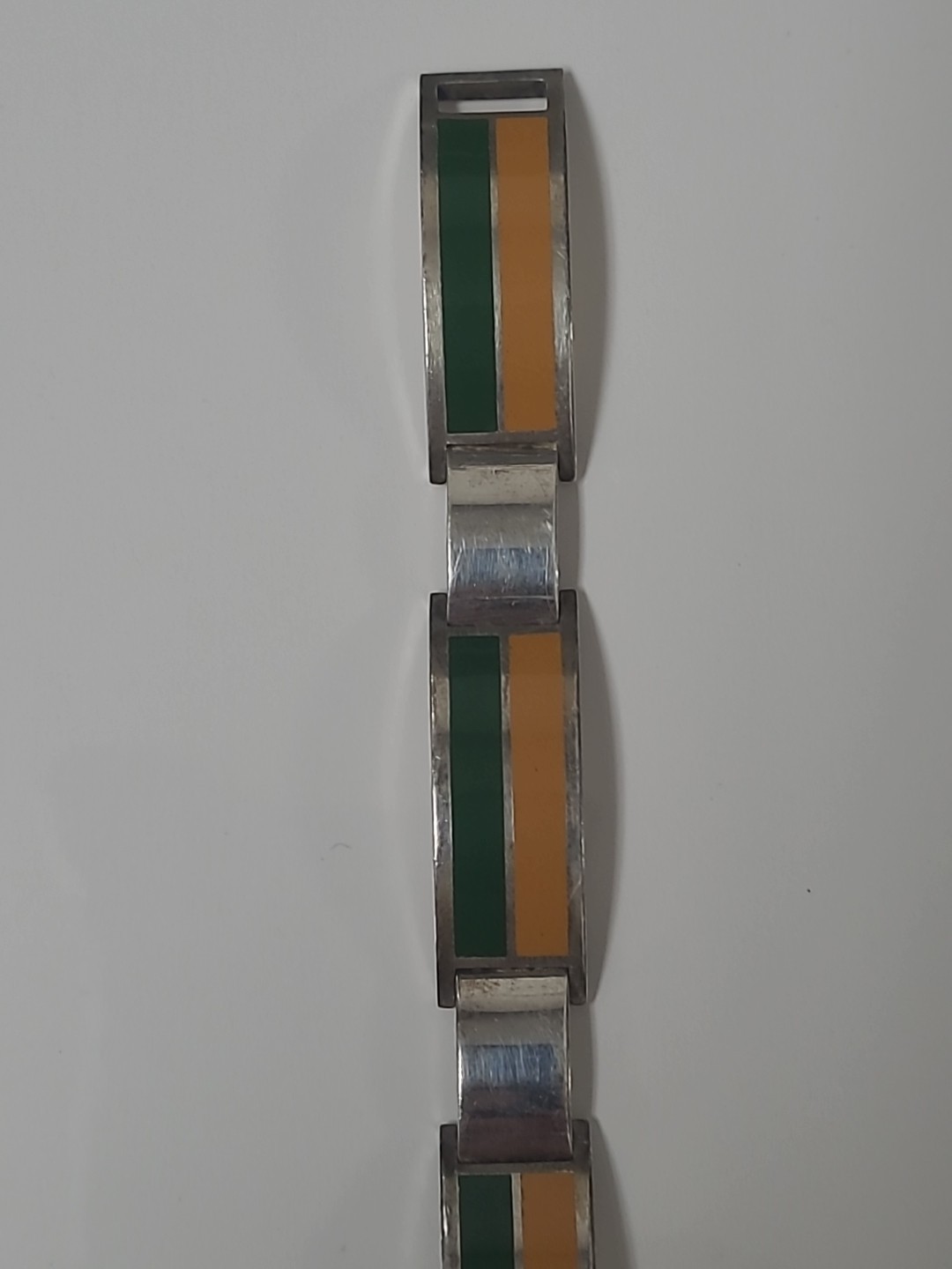 Gucci 1970 Mlano Silver Buckle Bracelet Unique ,Rare 2 Color Enamel ,used