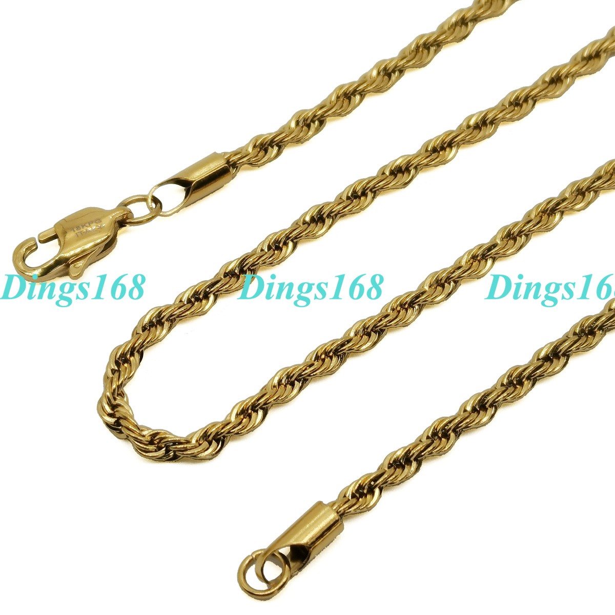 18K Yellow Gold over Sterling Silver Hypoallergenic 28″ 4mm Rope Chain Necklace