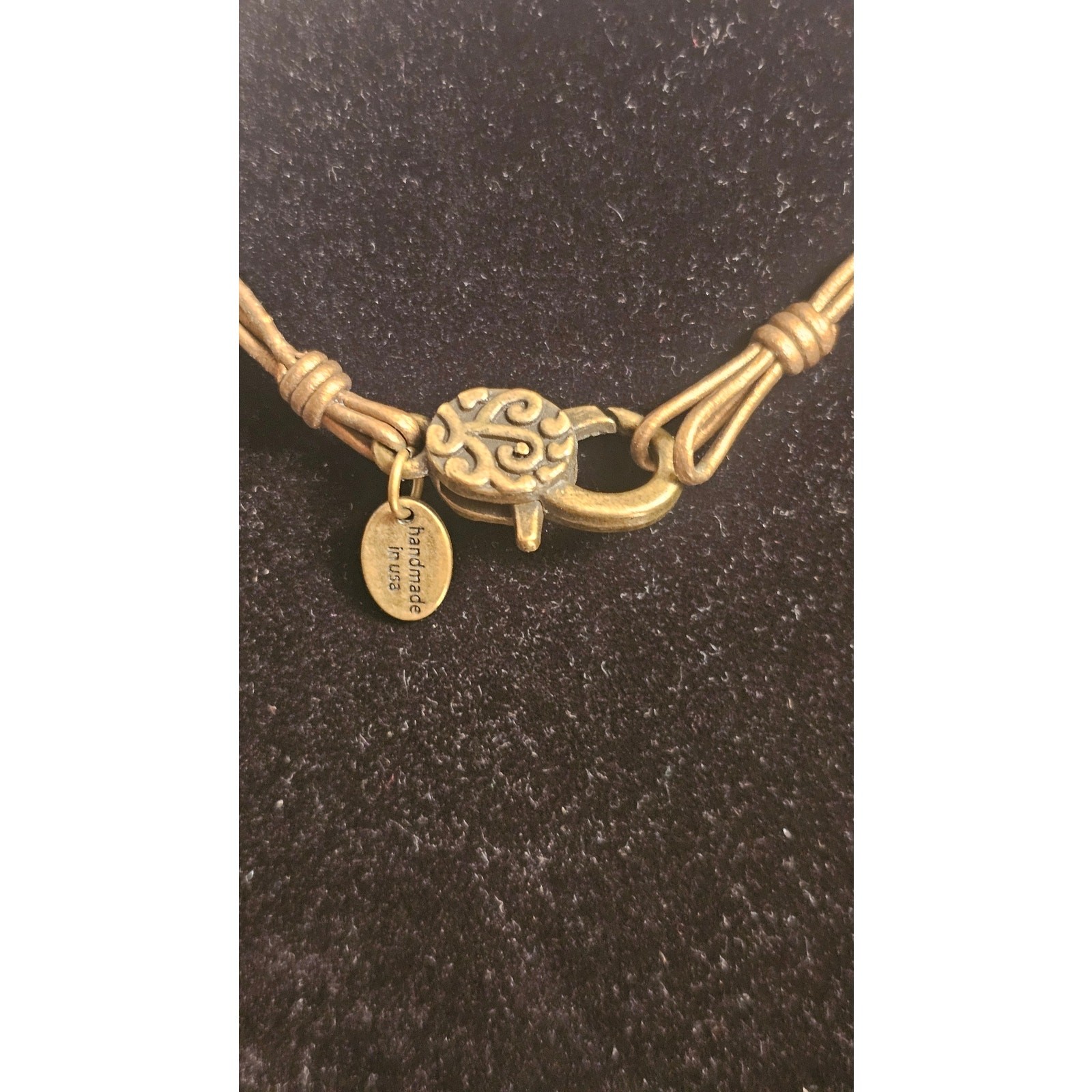 Lizzy James (MADE IN THE US) Leather and Metal Three Layer Necklace