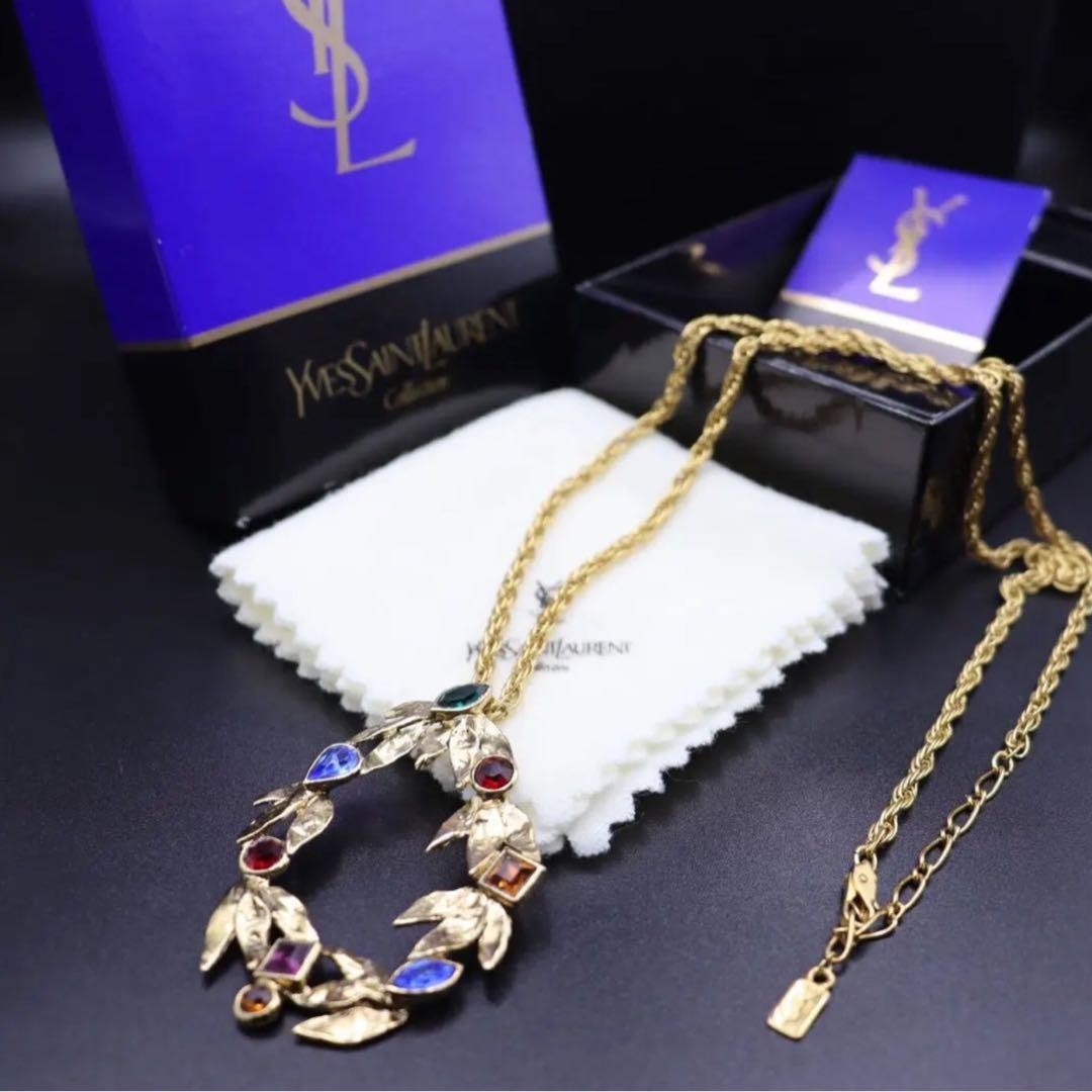 Saint Laurent Necklace Vintage Stone YSL