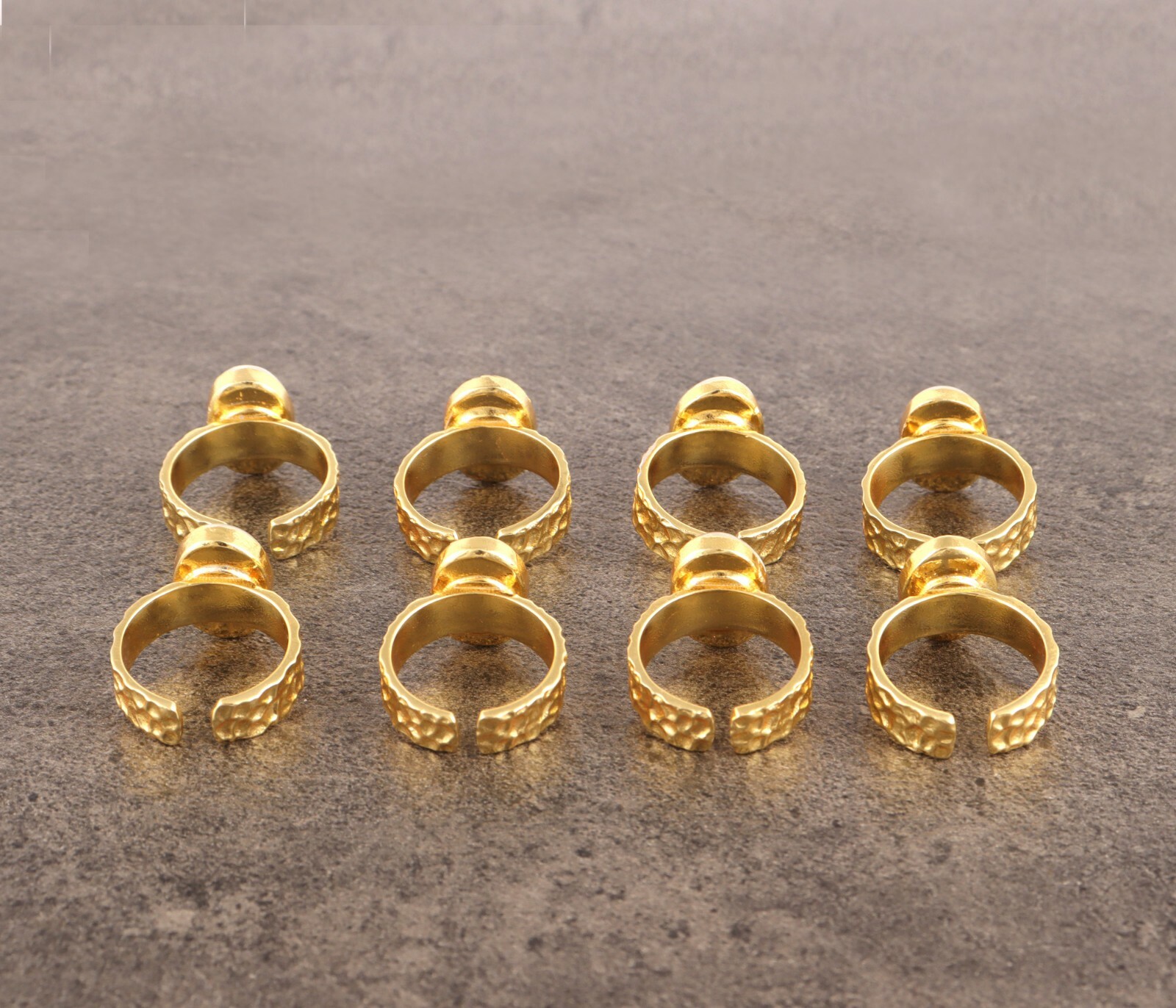 Good Quality Fire Moonstone Gold Plated Hammered Finish Band Adjustable Rings
