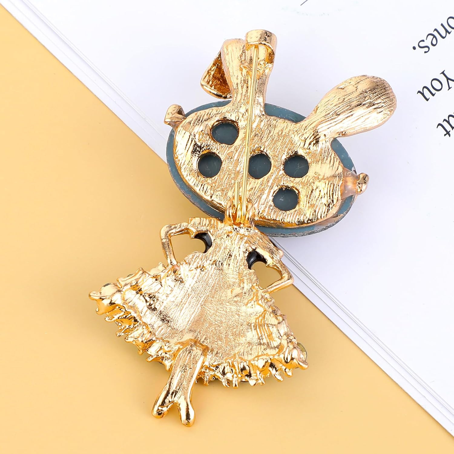 Rhinestone Lady Rabbit Brooch Dainty Cute Christmas Jewelry Crystal Easter Bunny
