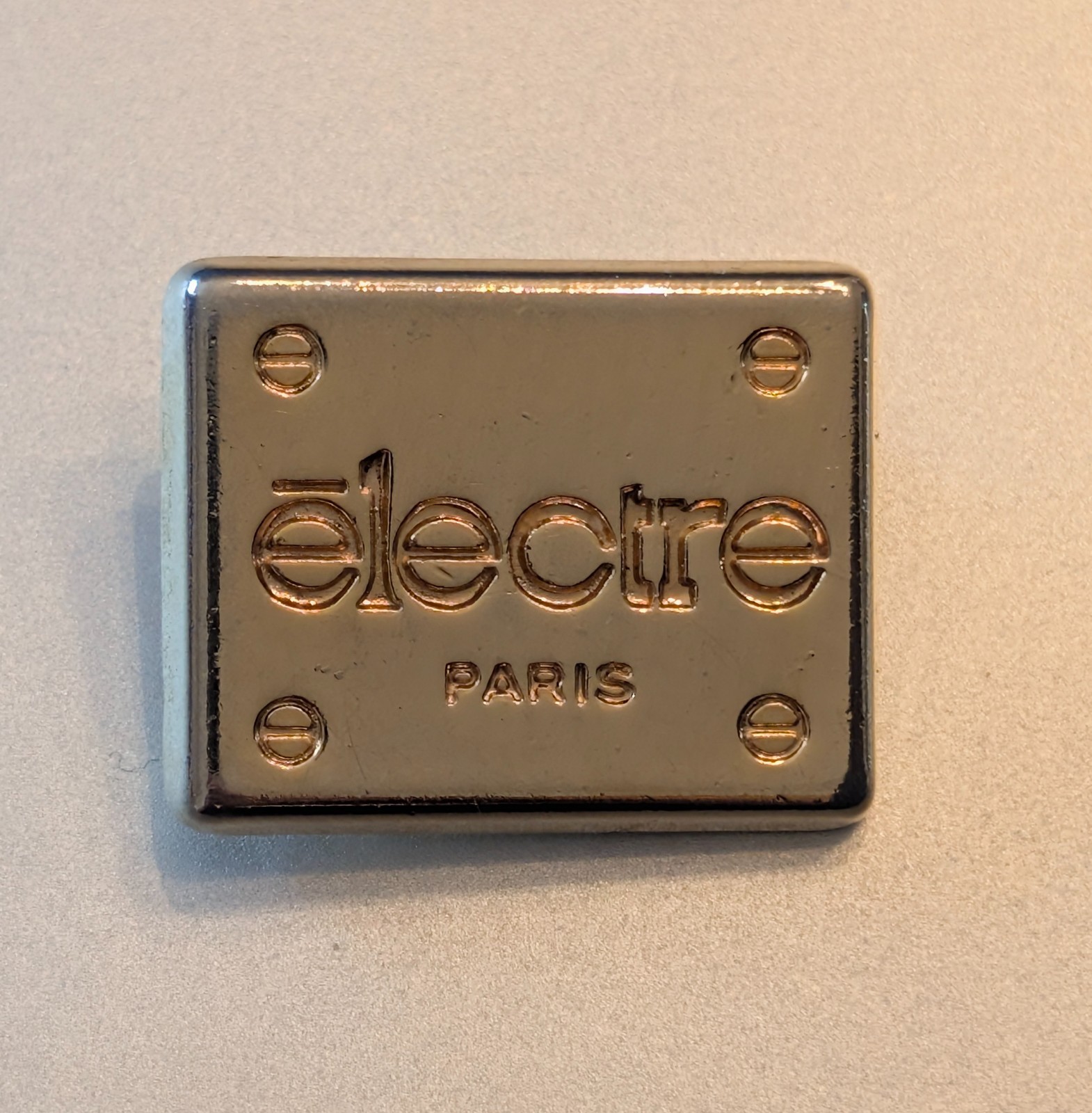 Vintage Electre Paris Brooch – Metal – Rectangular Plate Industrial Style