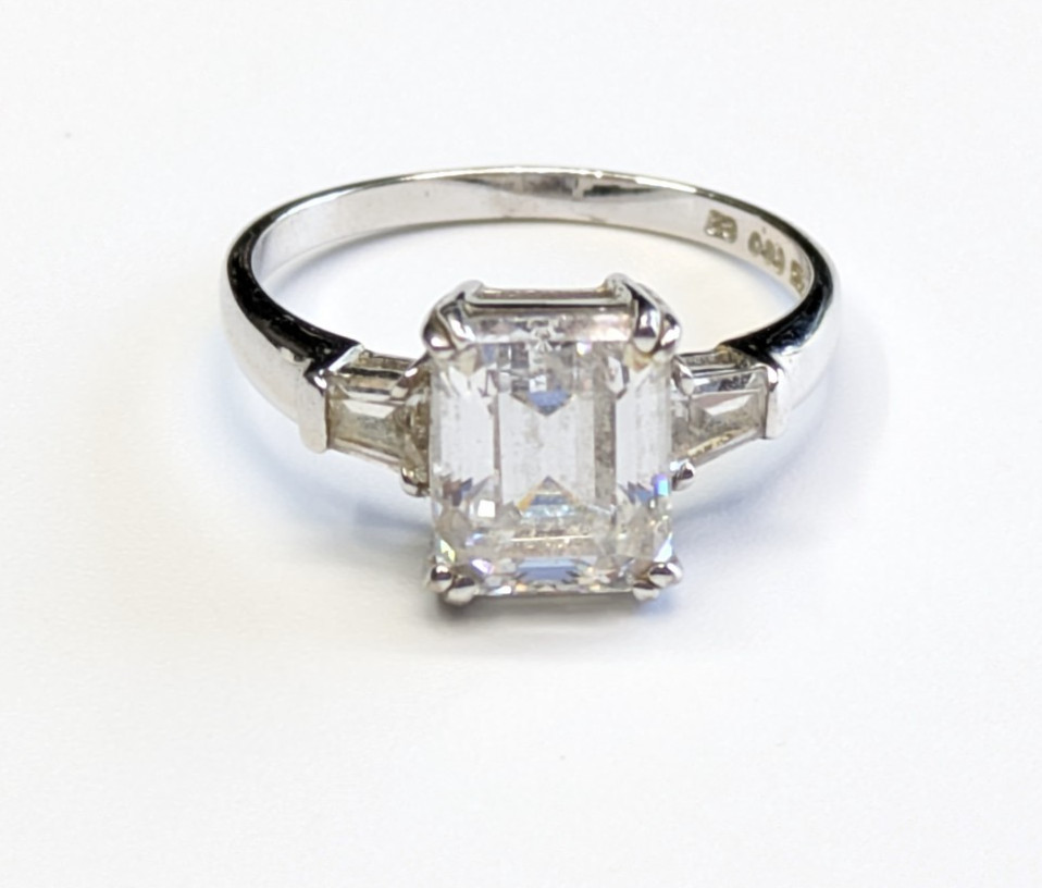 Sterling Silver 925 Large Rectangle CZ Cocktail Statement Ring Sz 9.5 ~ 4.5g