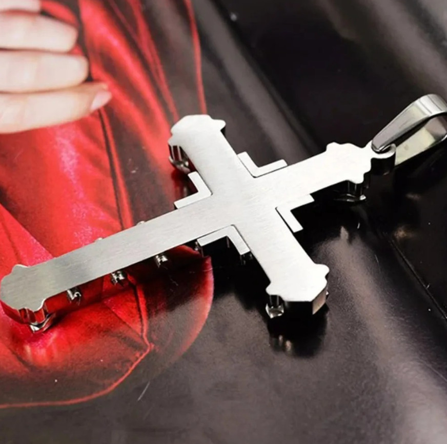 1pc Crystal Cross Pendant Necklace Stainless Steel Jewelry Gift – NEW