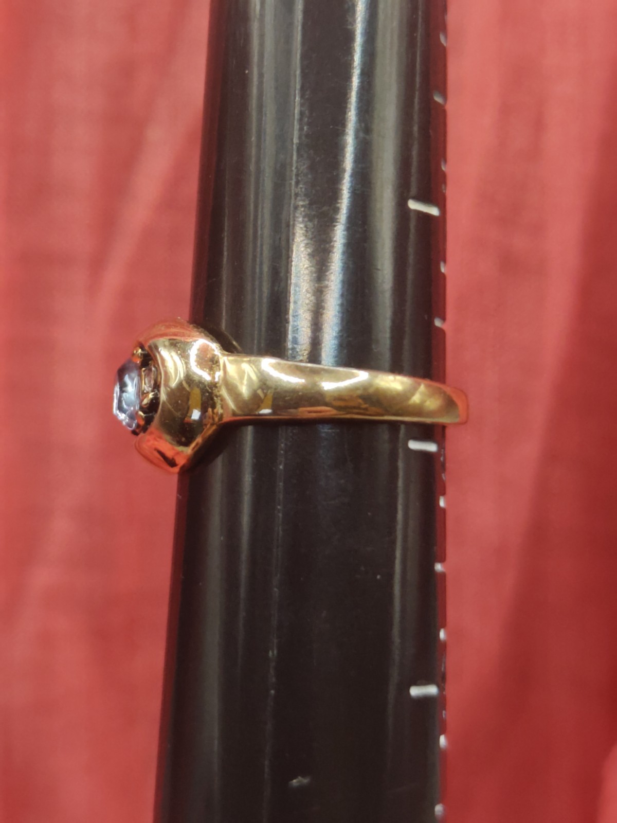 Gold Tone Blue Pink Gemstone Gem Stone Crystal Rhinestone Ring 7.75 Jewelry