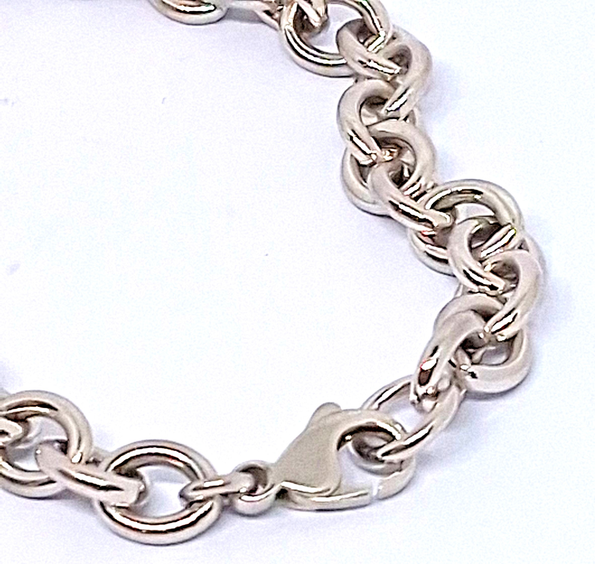 Vintage Silver Tone Chain Link Blank Tag Charm Bracelet Size 7 Inch