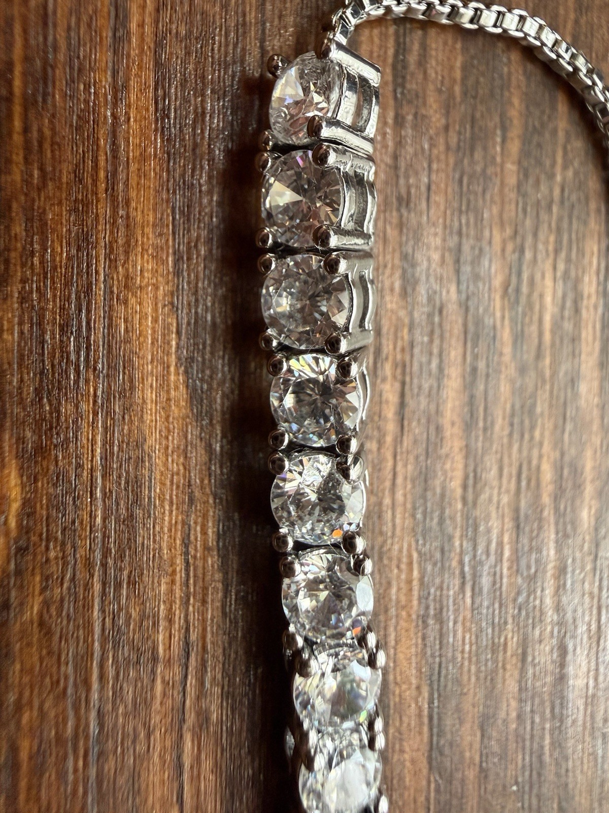 Stella Valentino Silver Adjustable Tennis Bracelet CZ Clear Stones w/ Pouch