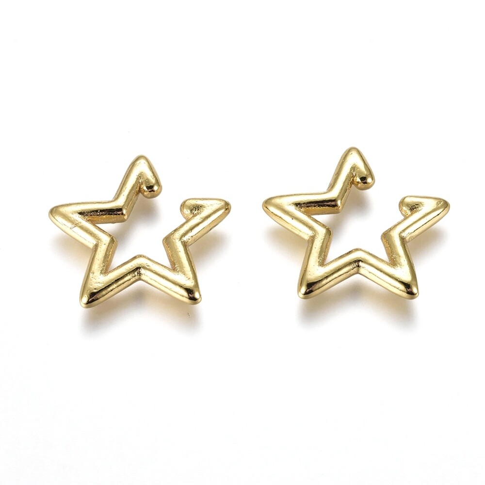Brass Cuff Earrings Star Gold 20.5×20.5×2.5mm  P616