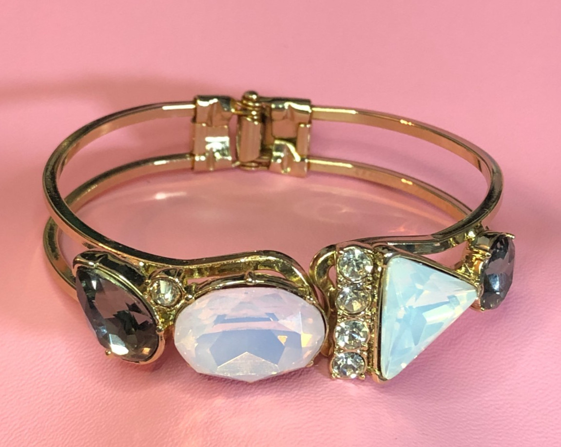 Gold Opalite Crystal Rhinestone Bracelet Clamper WHITE HOUSE BLACK MARKET 3446