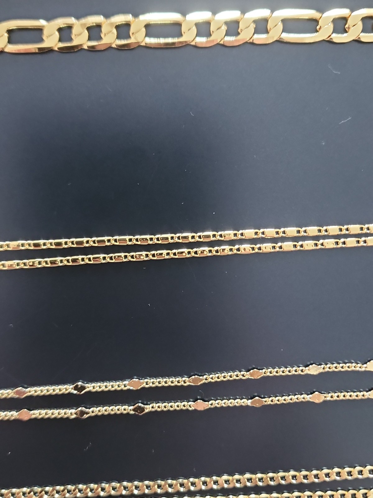 Lot Of 5 Gold Filled Jewelry Bangle Bracelet Figaro Cuban