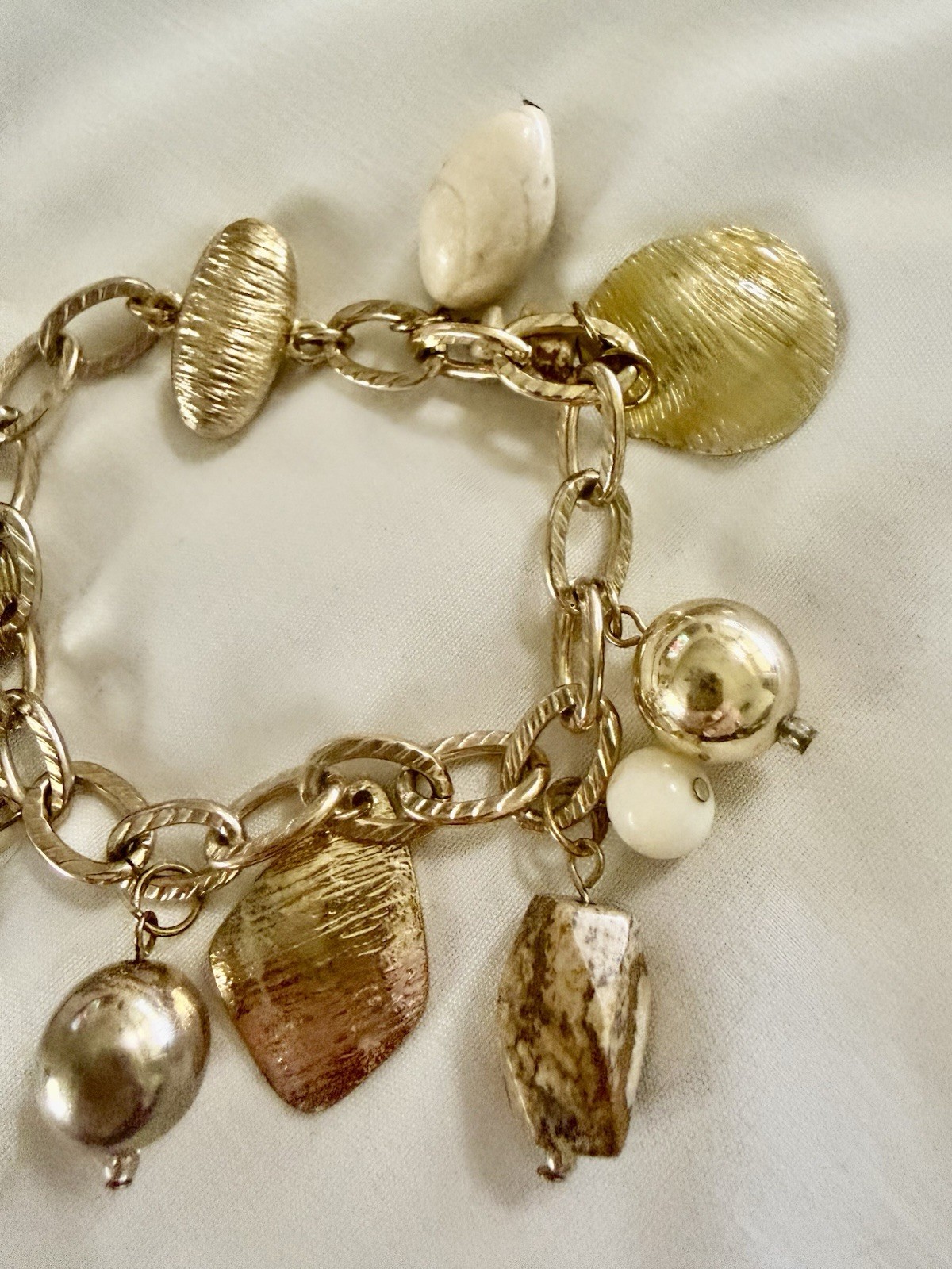 Chico’s Charm Bracelet Multi Metal Tone Rhinestones Magnetic Clasp New