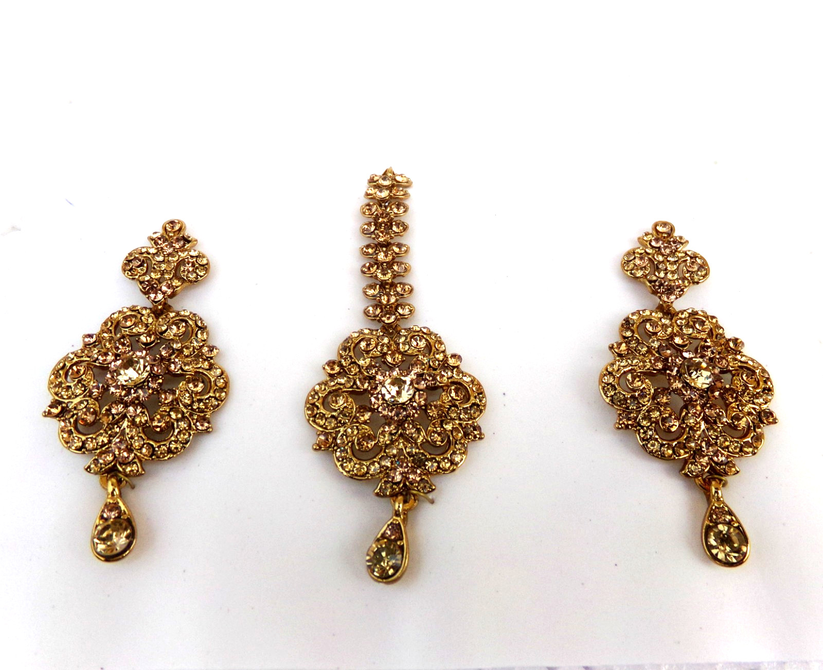 Indian Bollywood Women Tikka Earrings Traditional Set Ethnic Gold Plated Jewelry