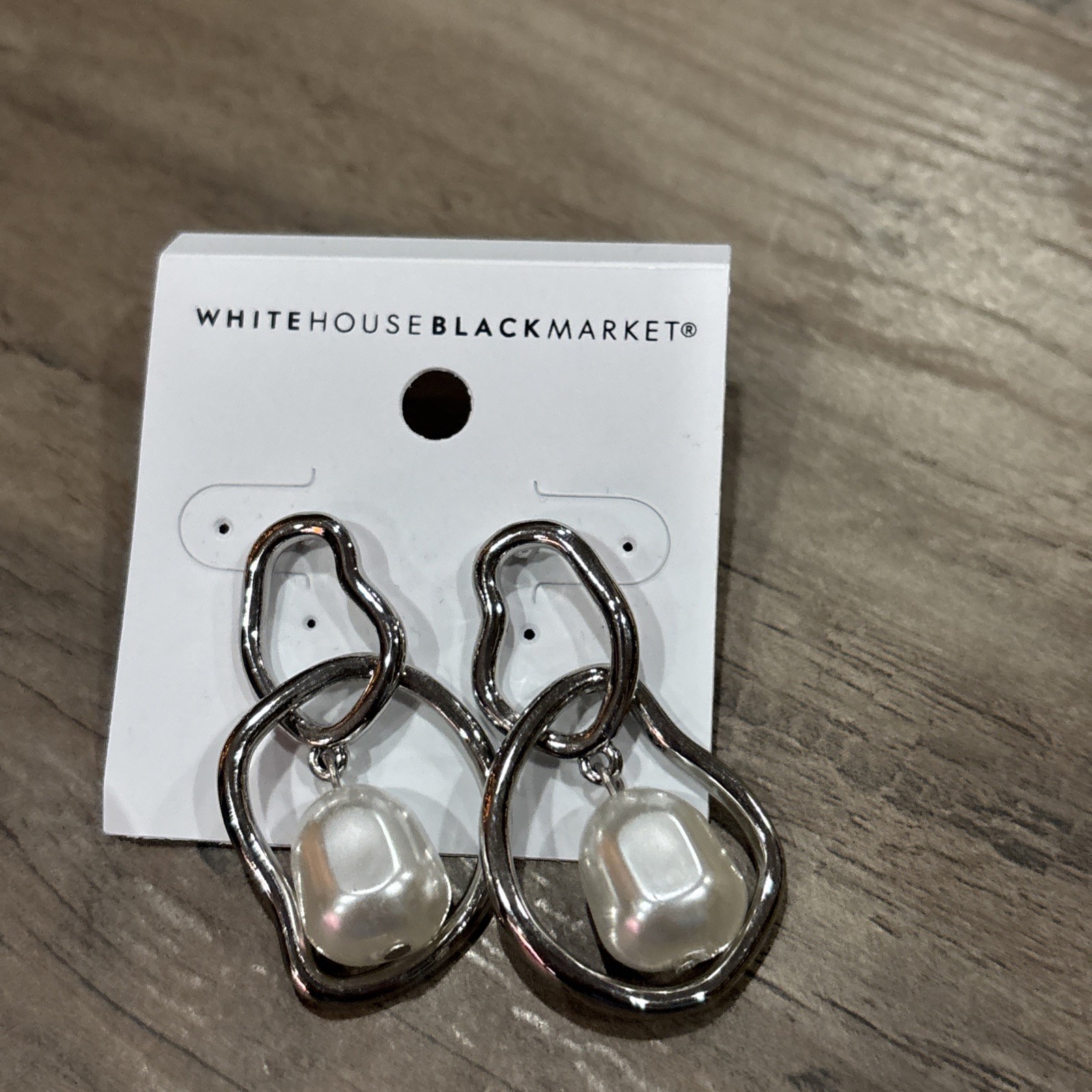 Whit House Black Market Earrings Silver Tone With Faux Pearls