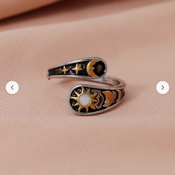SUN MOON STARS FASHION RING O/S EVERYDAY WEAR HOROSCOPE CELESTIAL DESIGN