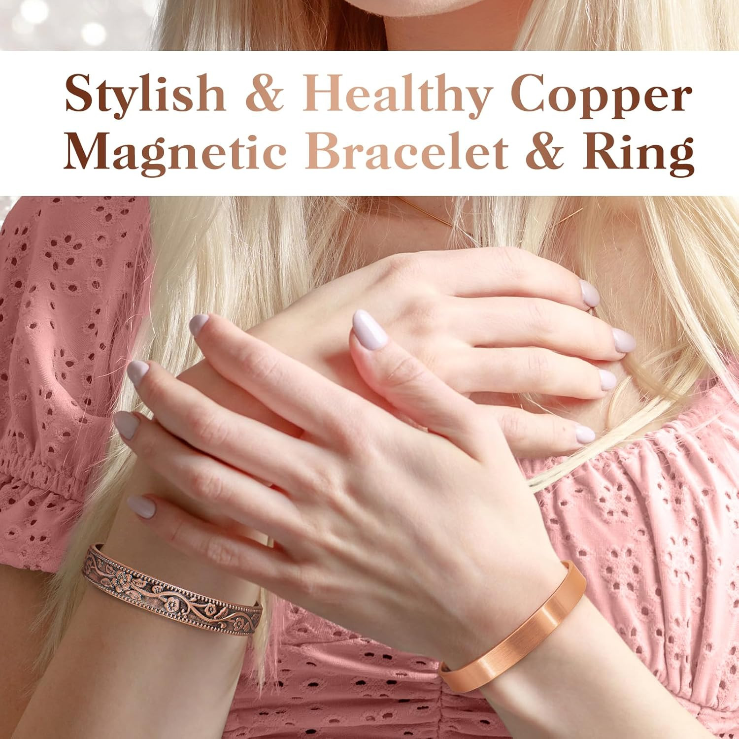 Copper Bracelets for Women Men: Lymph Detox Magnetic Bracelet, 100% Pure Copper