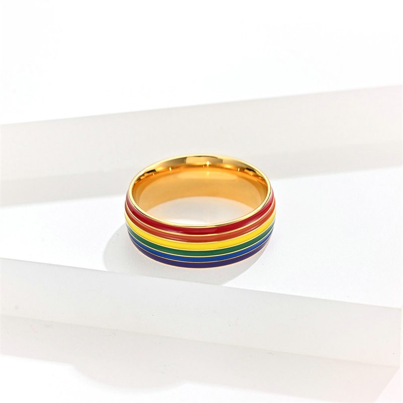Rainbow Titanium Steel Ring Hand Jewelry Stainless Steel Flag Gay Sources Niche