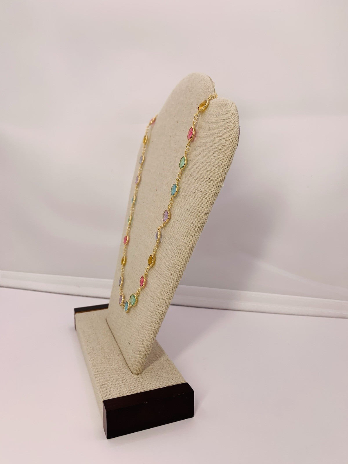 19” Length Gold Filled 7.88 Gram Multi Colored Gems Necklace (#FPN2)