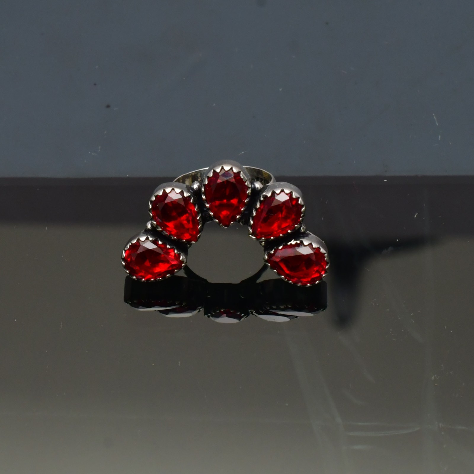 Garnet (Lab-Created)Gemstone 925 sterling silver Handmade Ring- All Size