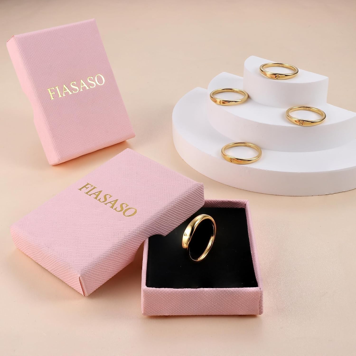 Gold Filled Initial Rings for Women 14K Gold Signet Rings Dainty Gold Ring Ta…