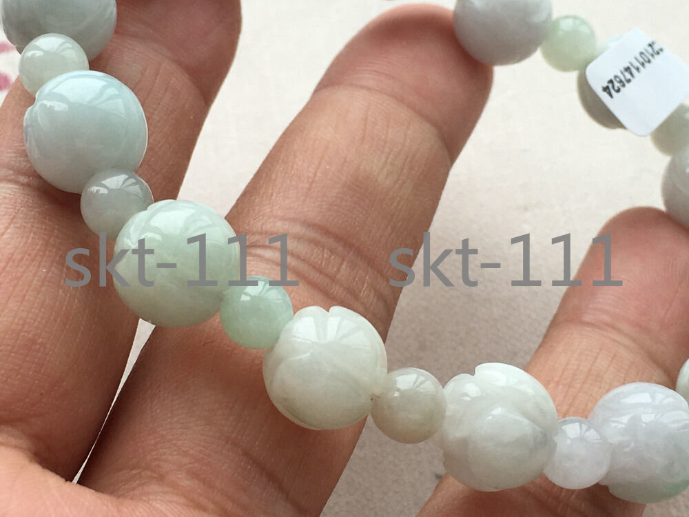 Certified natural A grade jade 6-10mm carving elastic lotus bracelet AAA++