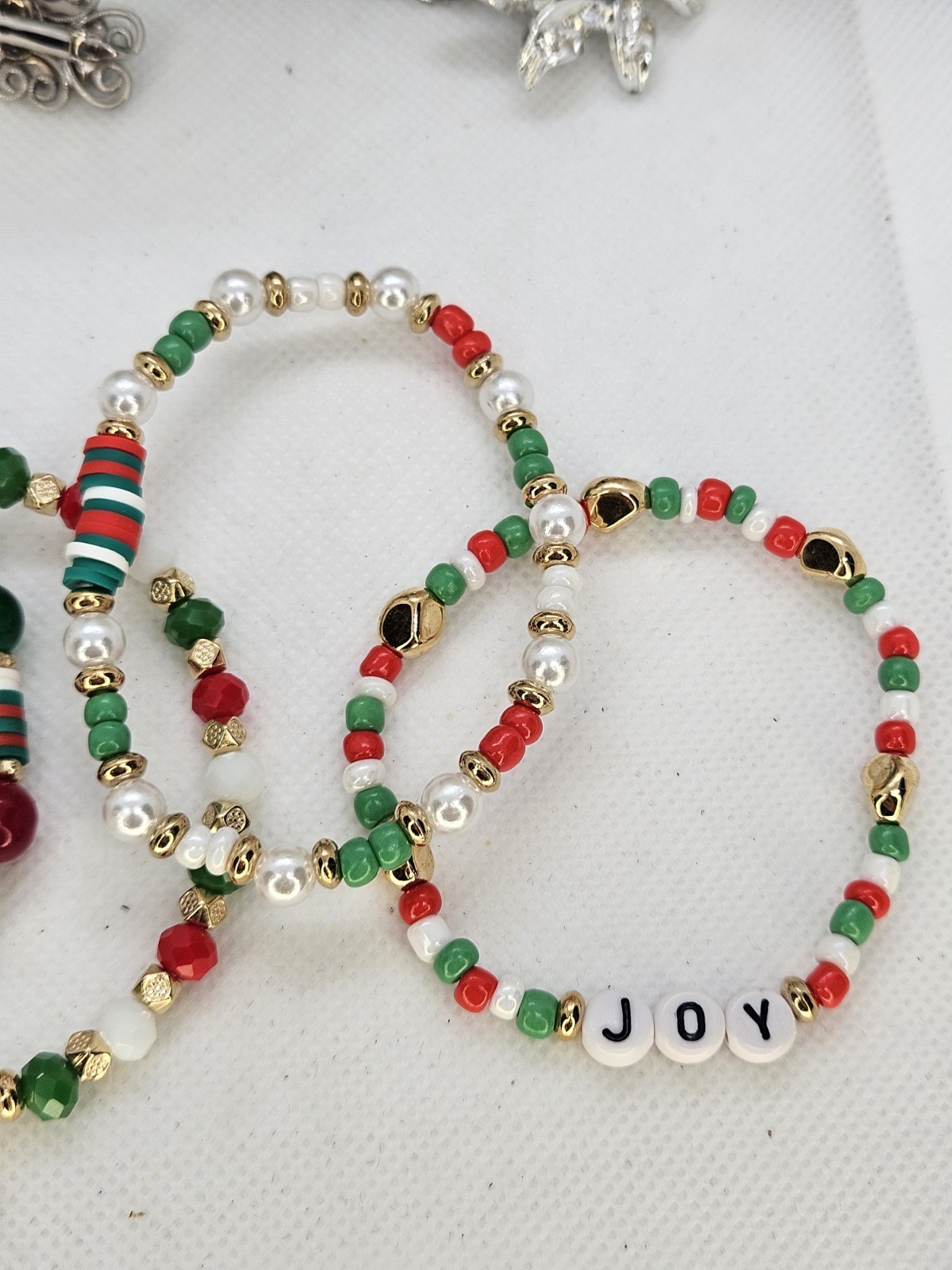 Joyful Christmas Colored Set Of 4 Bracelets Bundled For Xmas Gifts